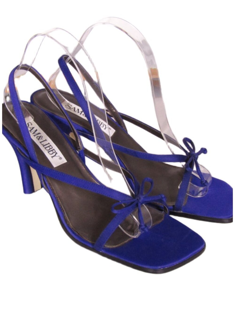 VTG Sam & Libby Y2K Purple Slingback Bow HIgh Heel Square Toe Sandals Shoes 9 M